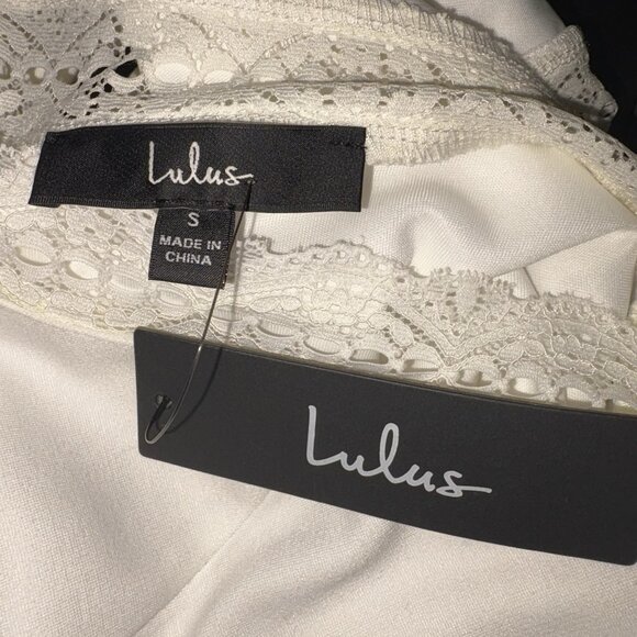 NWT LULUS White Lace Trim Skater Dress Womens Size Small Reach Out My Hand Lined - Picture 13 of 14